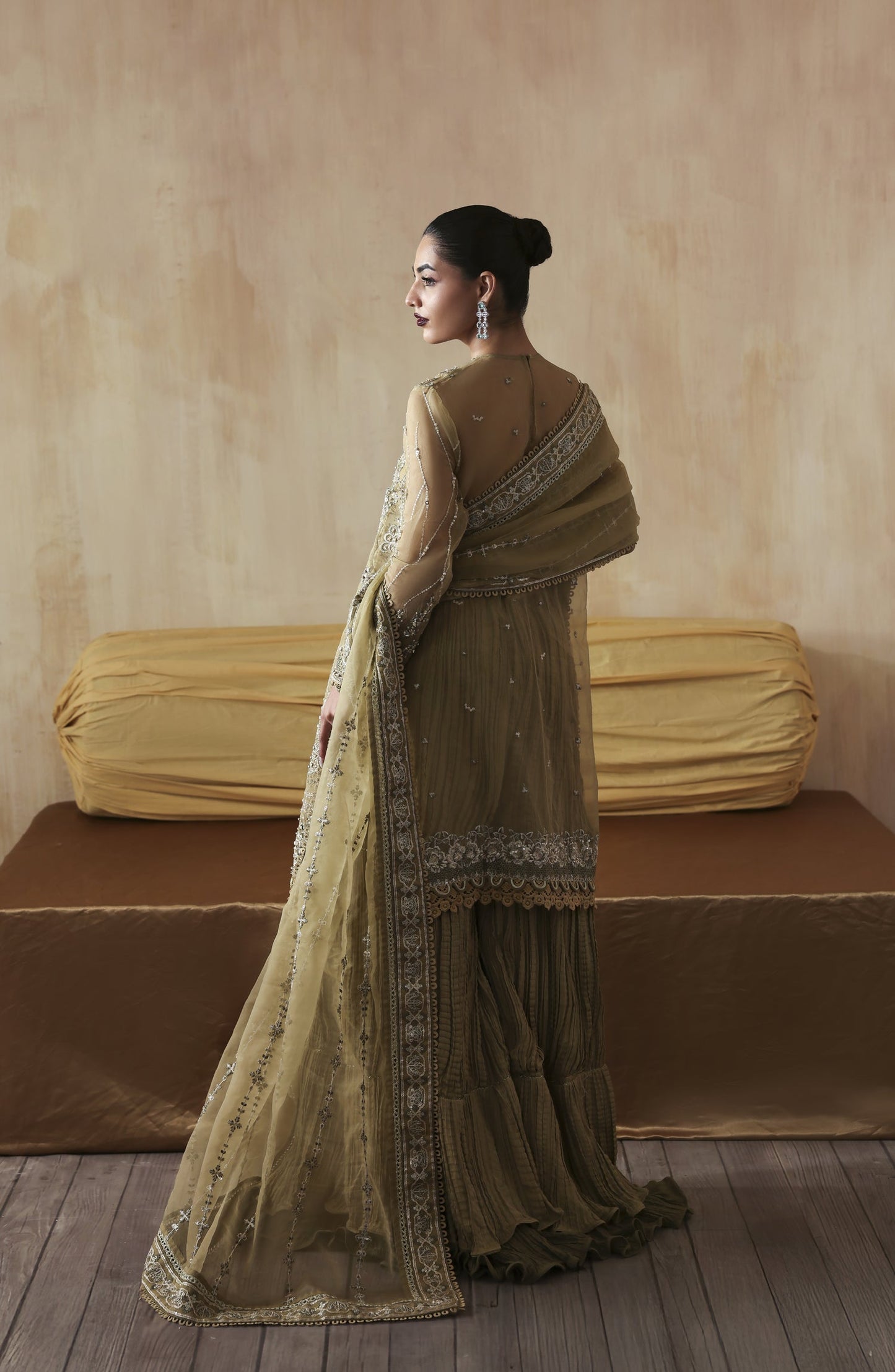 Zarposh Jahanara Embroidered Organza Unstitched 3 Piece Suit - Zarqash - ZRP25JHN - Green - Festive Collection