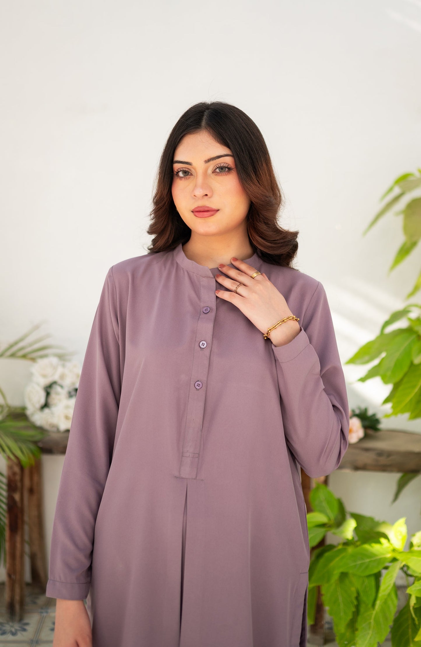 Zauk Printed Poly Grip Stitched 2 Piece Suit - Lavender Grace - ZK25CAS - Purple - Casual Collection