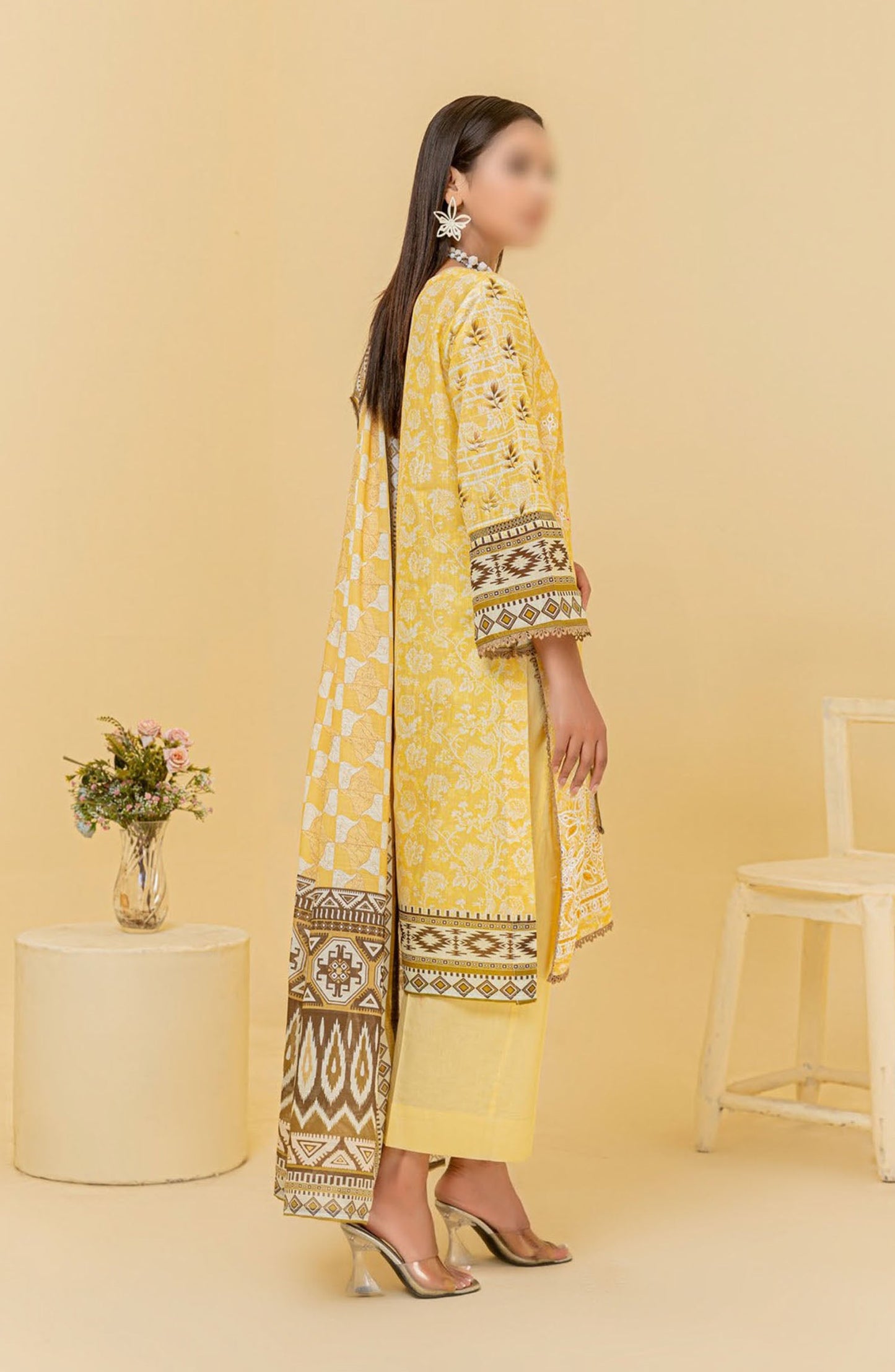 Zauq Embroidered Lawn Unstitched 3 Piece Suit - Design-03 - AK25ZQ2 - Yellow - Summer Collection