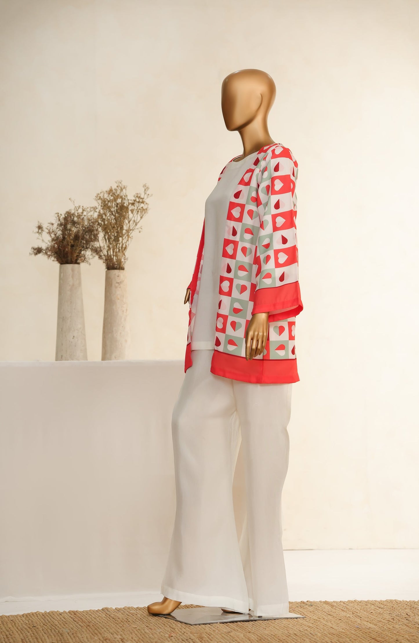 Zehaina by Amna Khadija Digital Printed Poly Swiss Stitched 3 Piece Set - AKZ-02 - AM25ZEH - Pink & White - Casual Collection