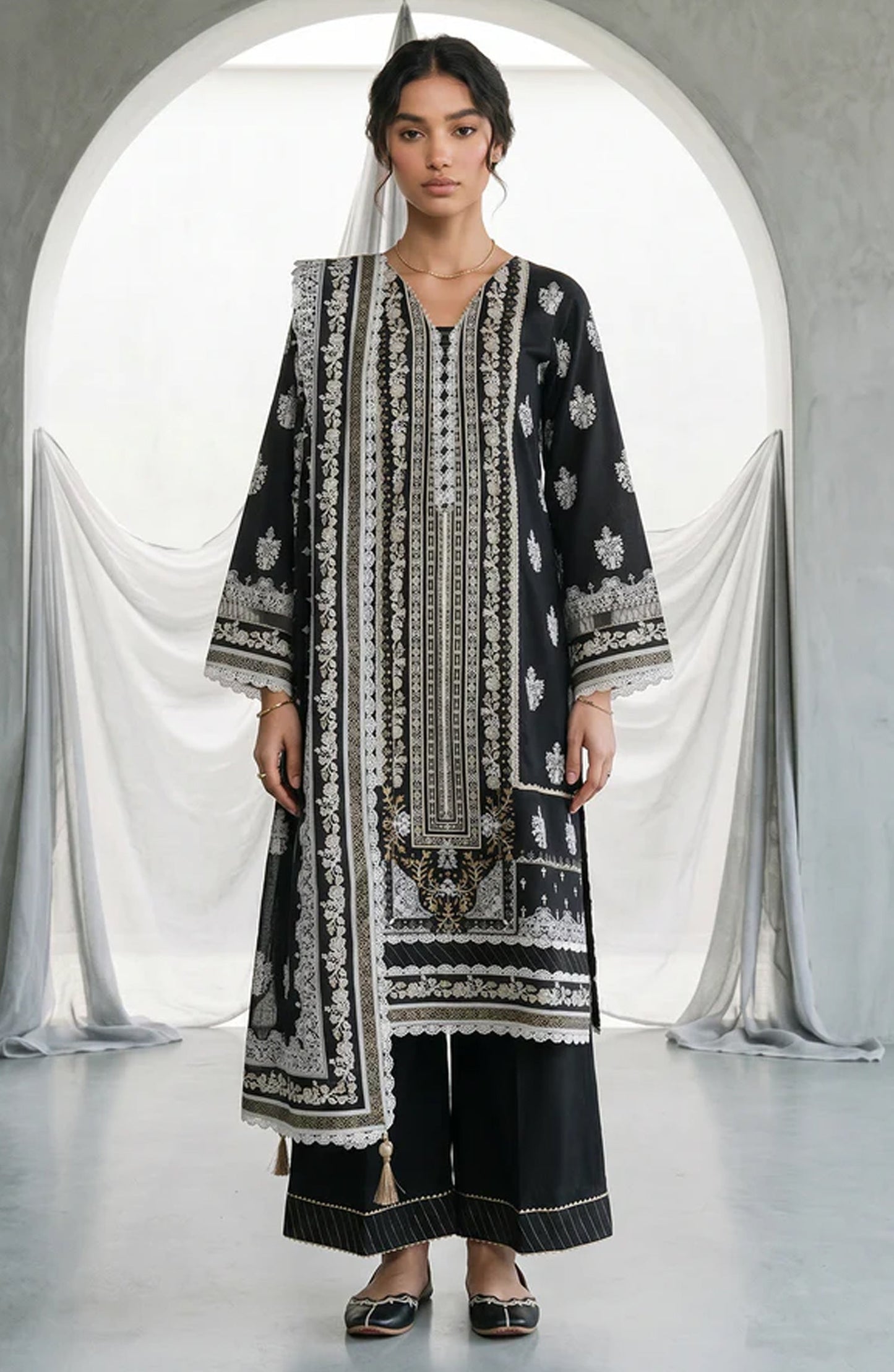 Zellbury Monochrome Printed Lawn Unstitched 3 Piece Suit - WUS26X31094 - ZB26MN - Black - Summer Collection