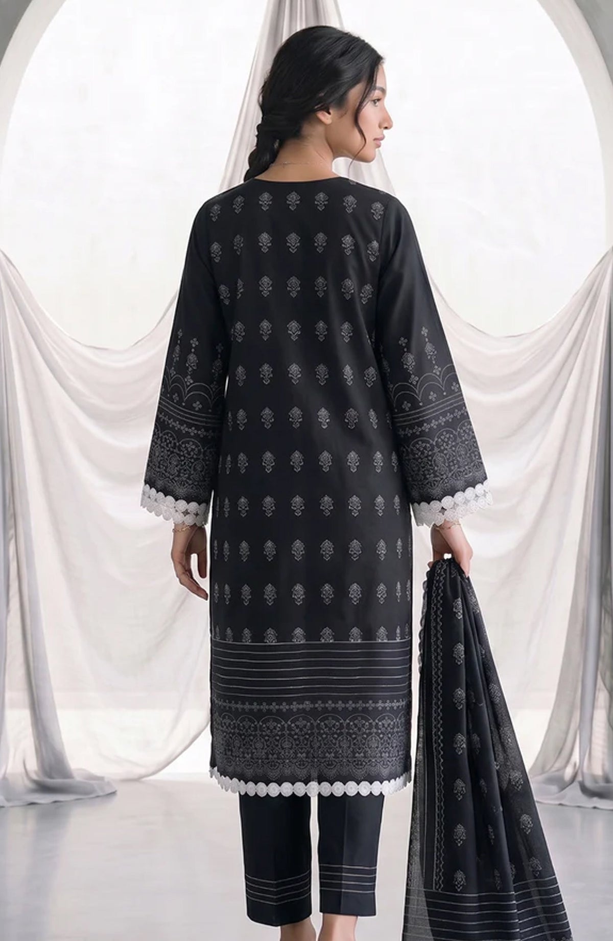 Zellbury Monochrome Printed Lawn Unstitched 3 Piece Suit - WUS26X31090 - ZB26MN - Black - Summer Collection