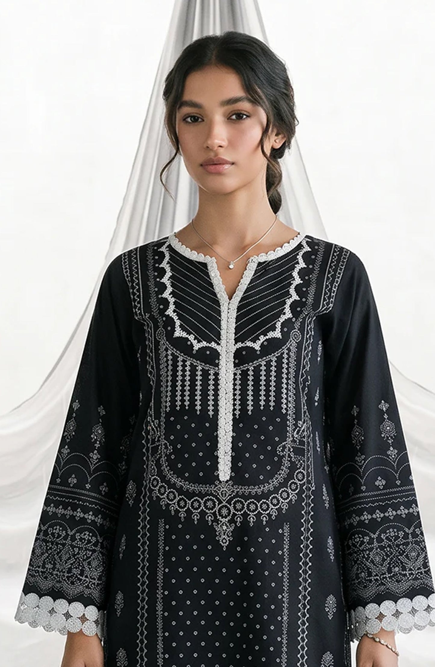 Zellbury Monochrome Printed Lawn Unstitched 3 Piece Suit - WUS26X31090 - ZB26MN - Black - Summer Collection