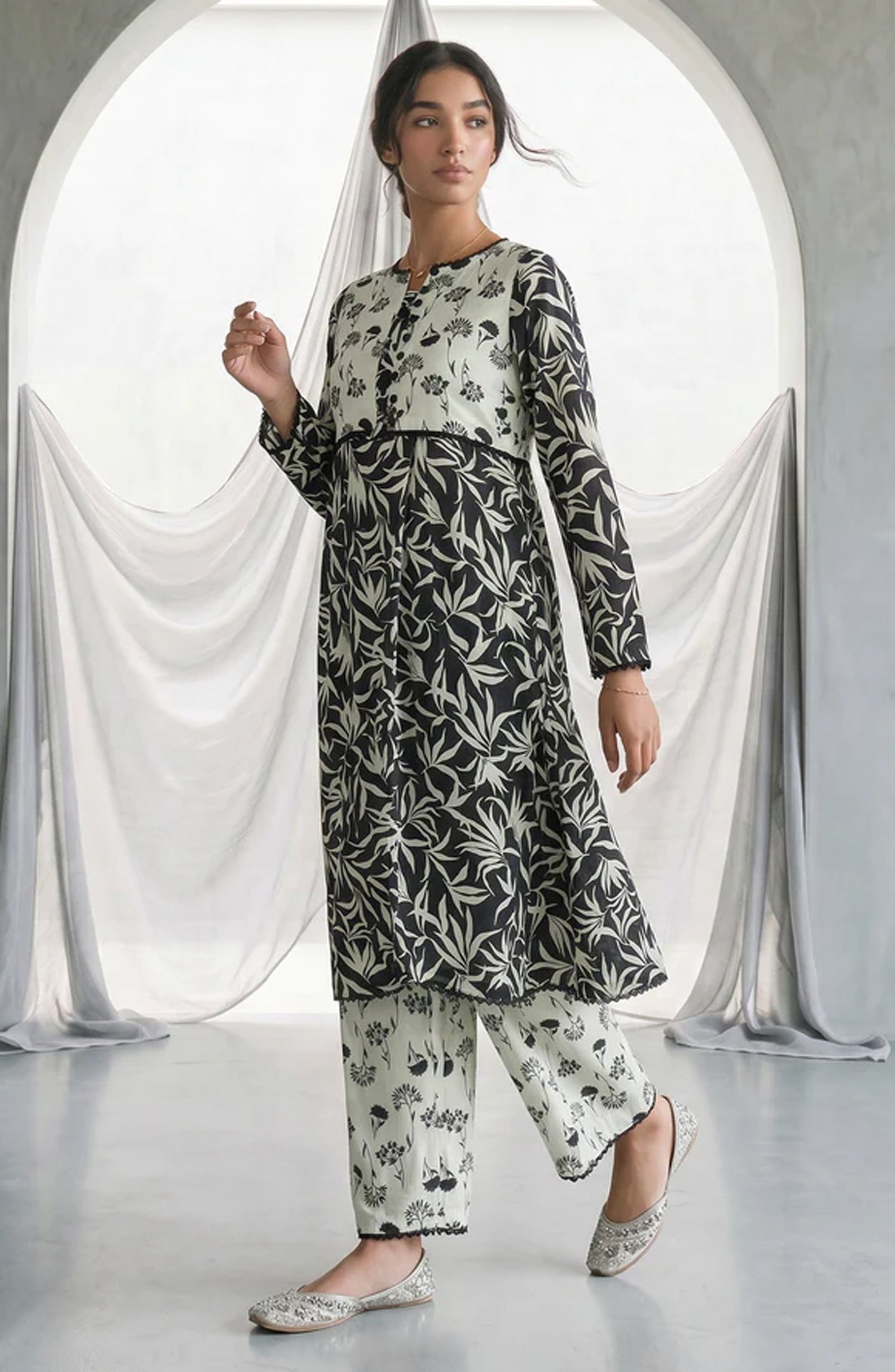 Zellbury Monochrome Printed Lawn Unstitched 2 Piece Suit - WUS26X21062 - ZB26MN - Black - Summer Collection