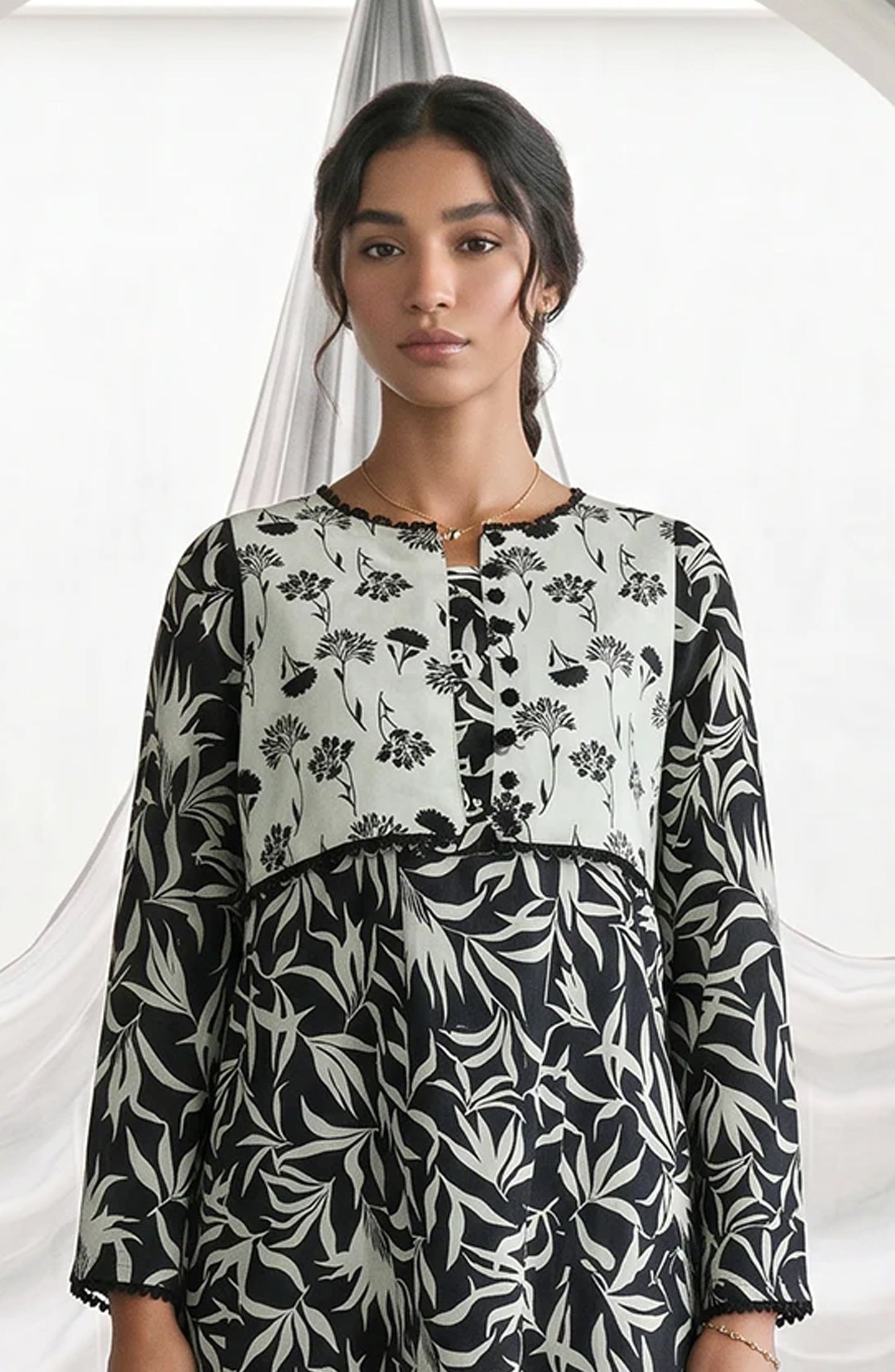 Zellbury Monochrome Printed Lawn Unstitched 2 Piece Suit - WUS26X21062 - ZB26MN - Black - Summer Collection