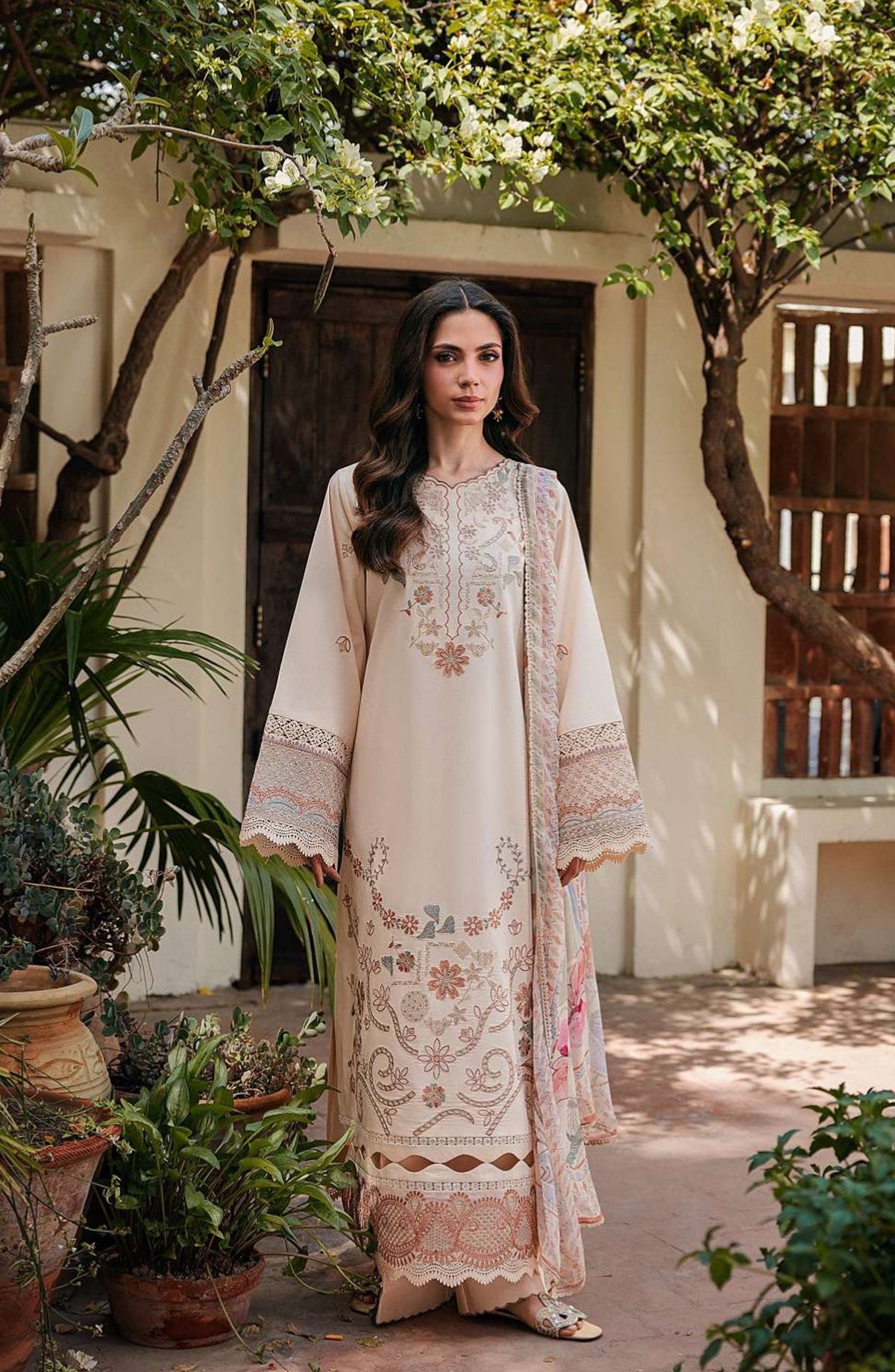 Zync by Florent Embroidered Lawn Unstitched 3 Piece Suit - FZ-5A - FL26FCZ - Fawn - Summer Collection