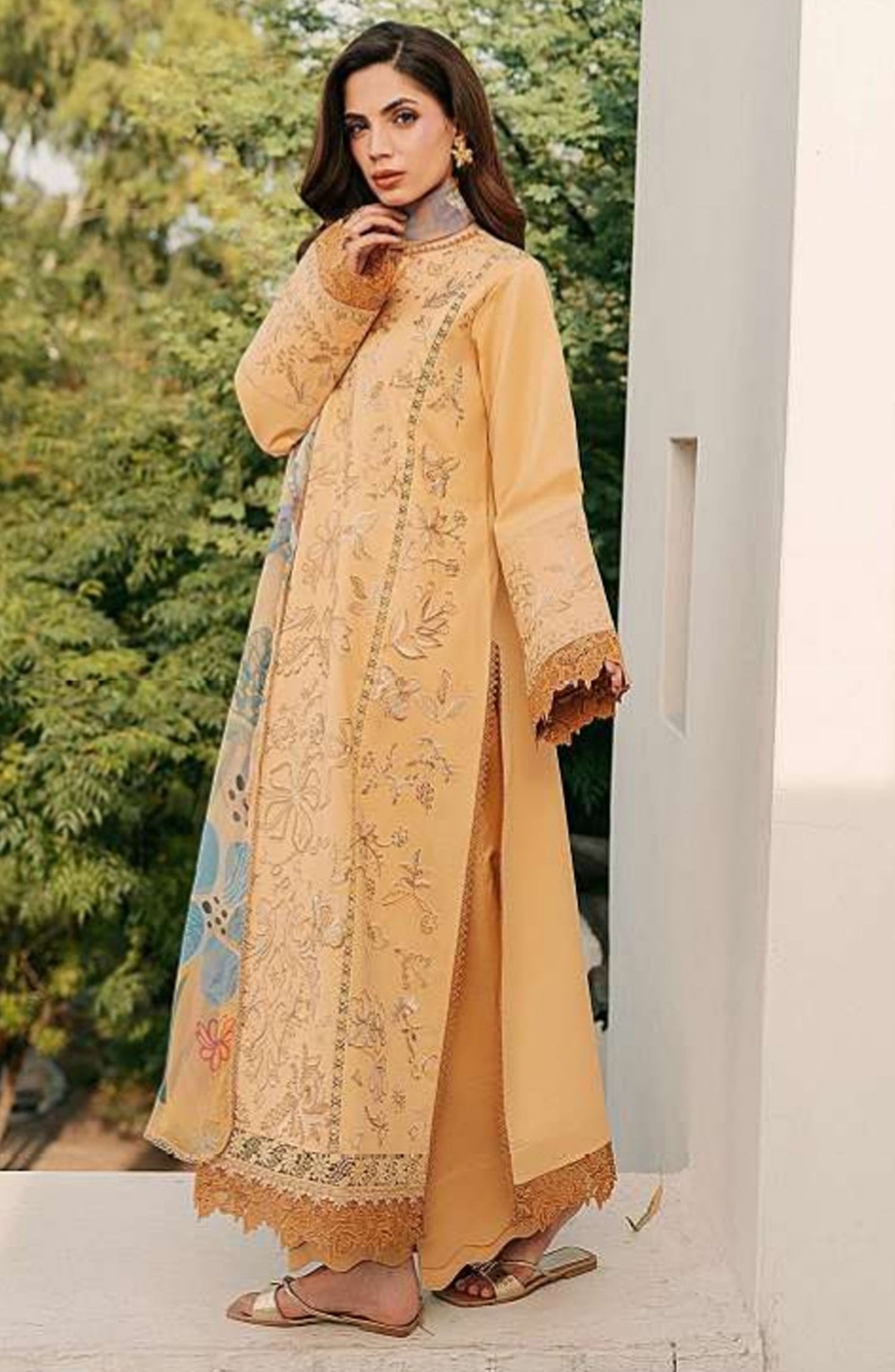 Zync by Florent Embroidered Lawn Unstitched 3 Piece Suit - FZ-8B - FL26FCZ - Yellow - Summer Collection