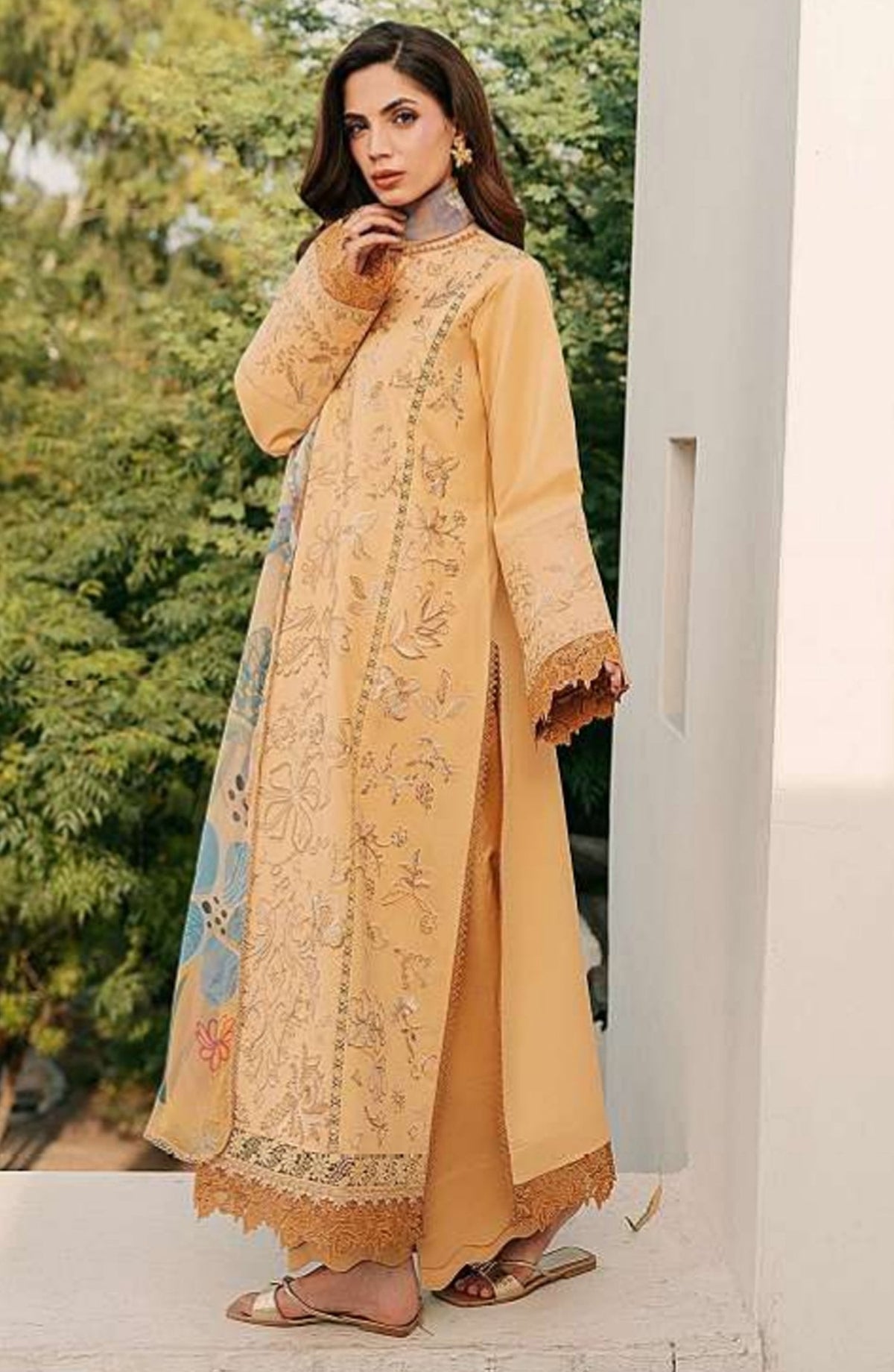 Zync by Florent Embroidered Lawn Unstitched 3 Piece Suit - FZ-8B - FL26FCZ - Yellow - Summer Collection