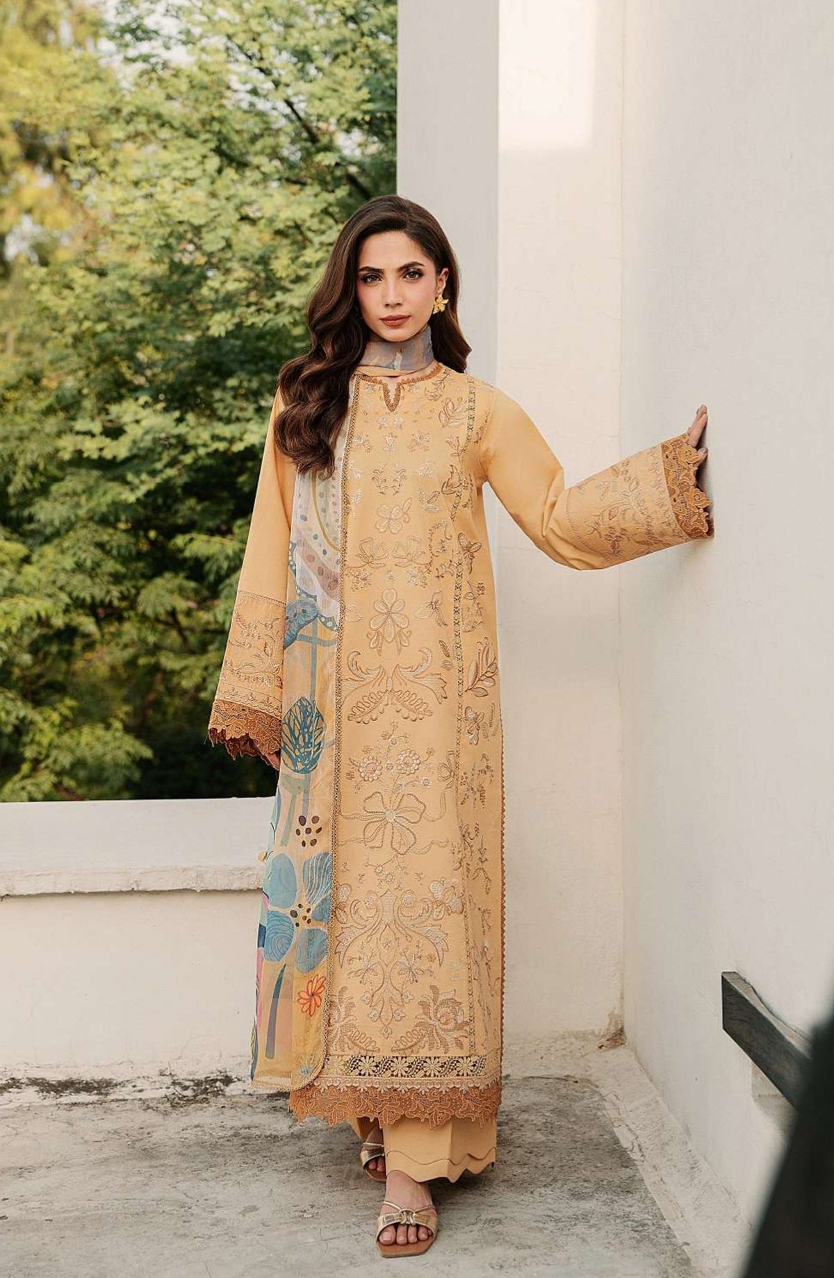 Zync by Florent Embroidered Lawn Unstitched 3 Piece Suit - FZ-8B - FL26FCZ - Yellow - Summer Collection