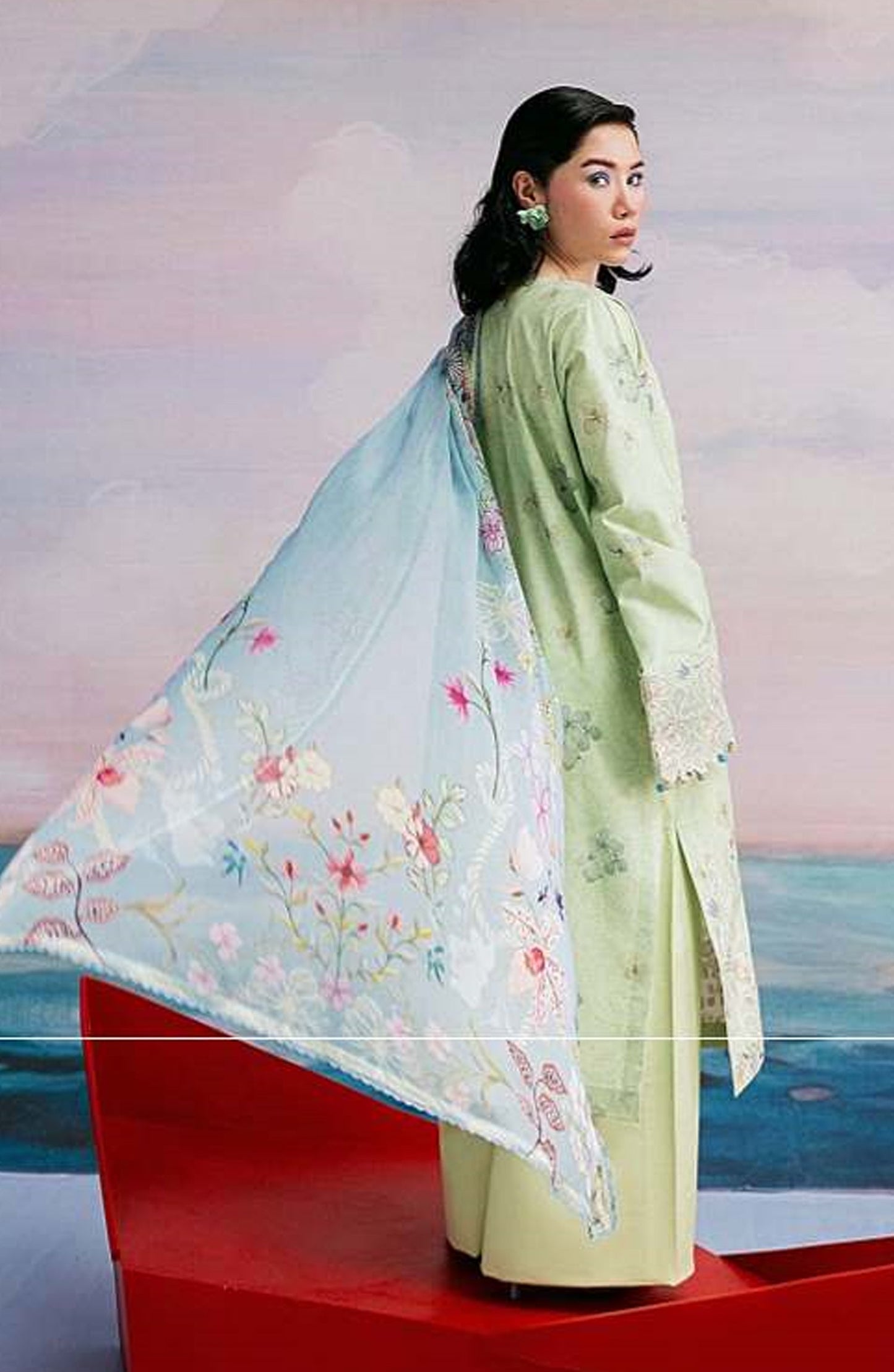 Zync by Florent Embroidered Lawn Unstitched 3 Piece Suit - FZ-8B - FL26NC - Green - Summer Collection