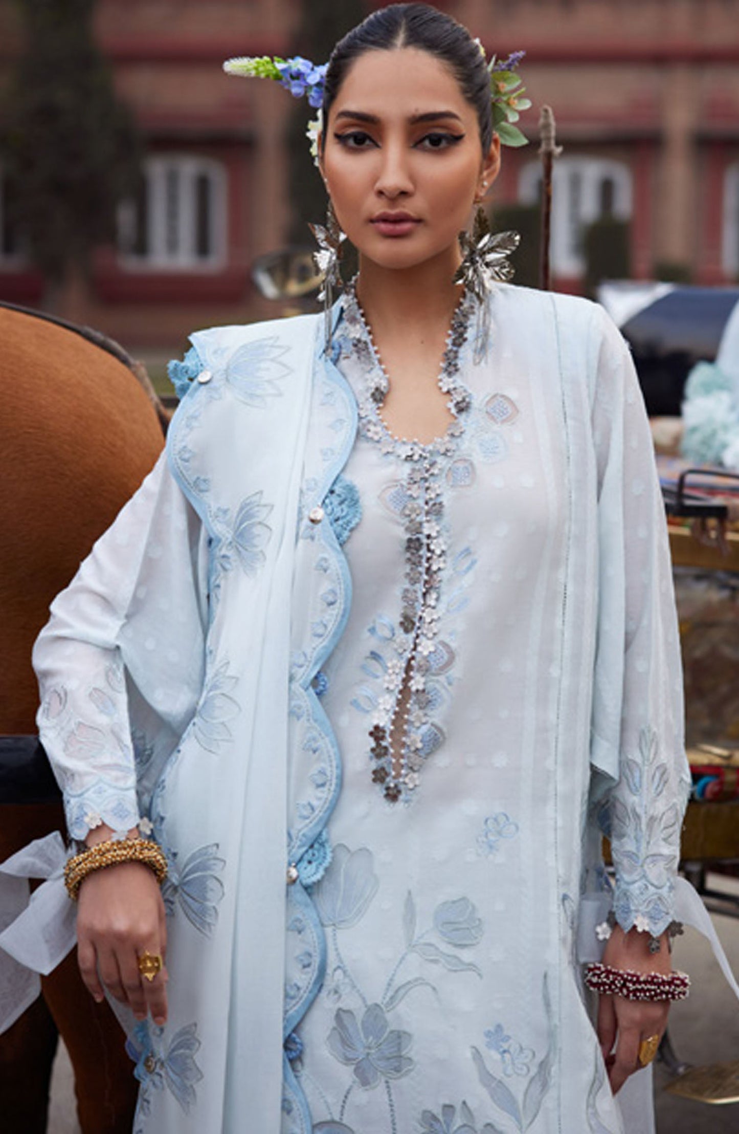 Elan Embroidered Lawn Unstitched 3 Piece Suit - D-05 B - EL25ULL - Blue - Summer Collection