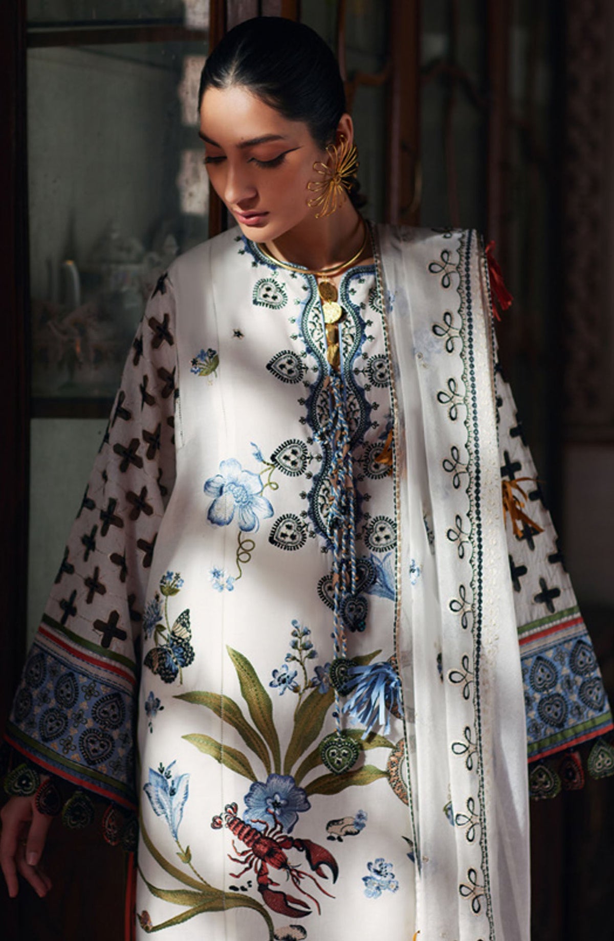 Elan Embroidered Lawn Unstitched 3 Piece Suit - D-04 B - EL25ULL - White - Summer Collection