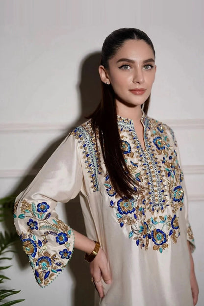 Alizey Saad – Embroidered & Hand Embellished Ivories Festive - TC-1454