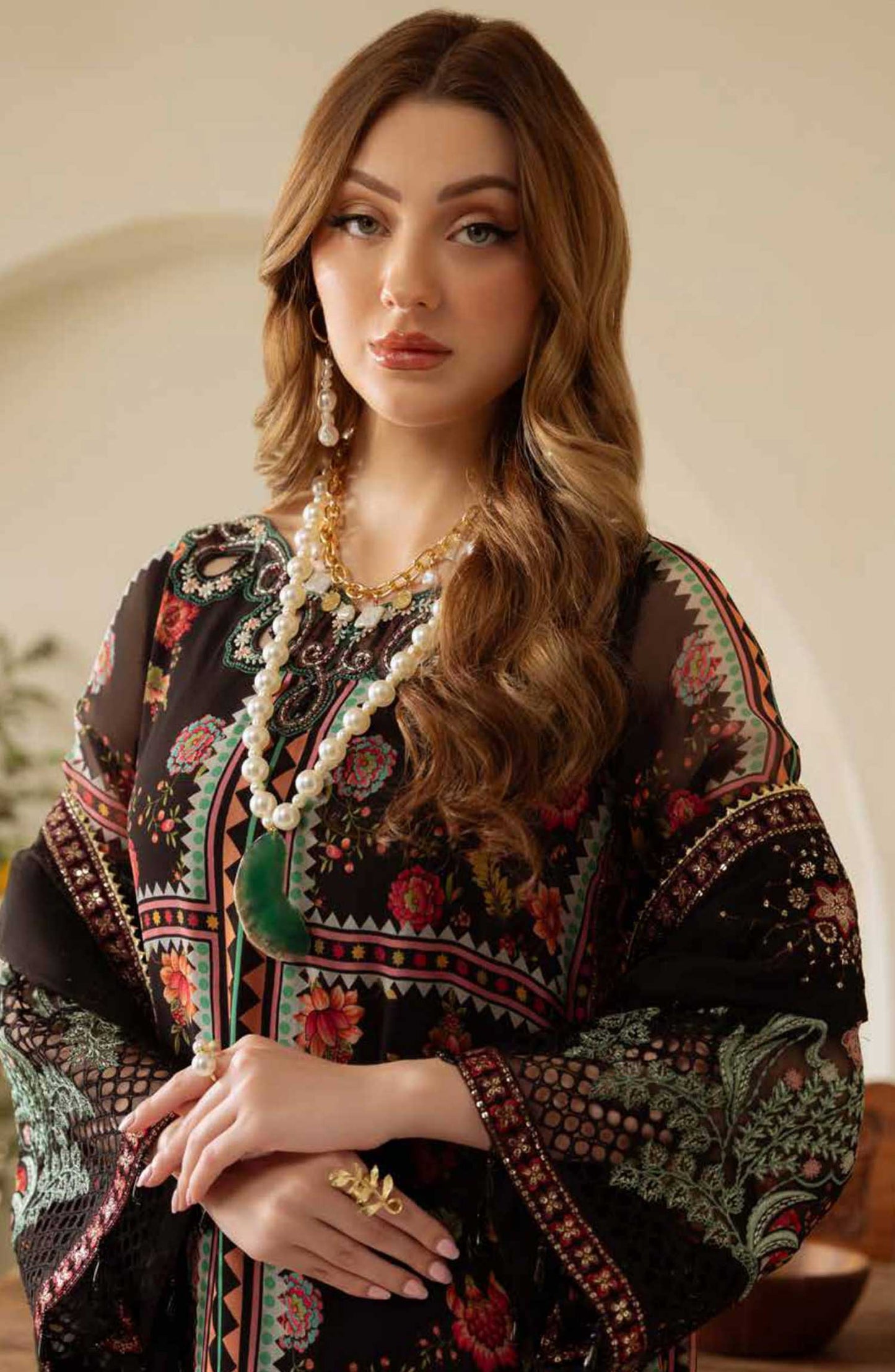 Amaya by Nureh Embroidered Chiffon Unstitched 4 Piece - AM 11 - NU25A - Black - Festive Collection