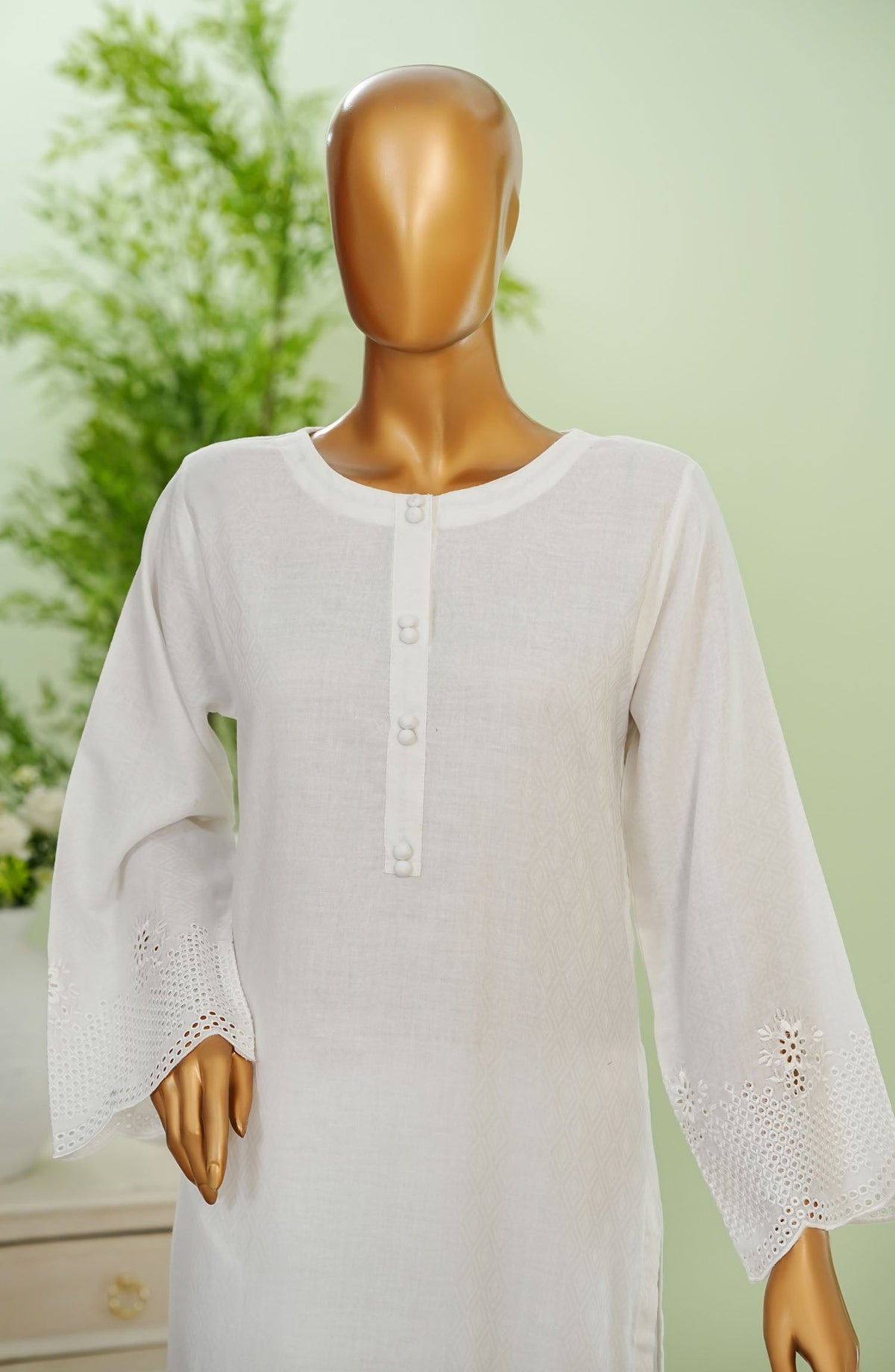 Monochrome by Amna Khadija Embroidered Cotton Jacquard Stitched 2 Piece Suit - AM25MNC2 - D-2730 - White - Summer Collection