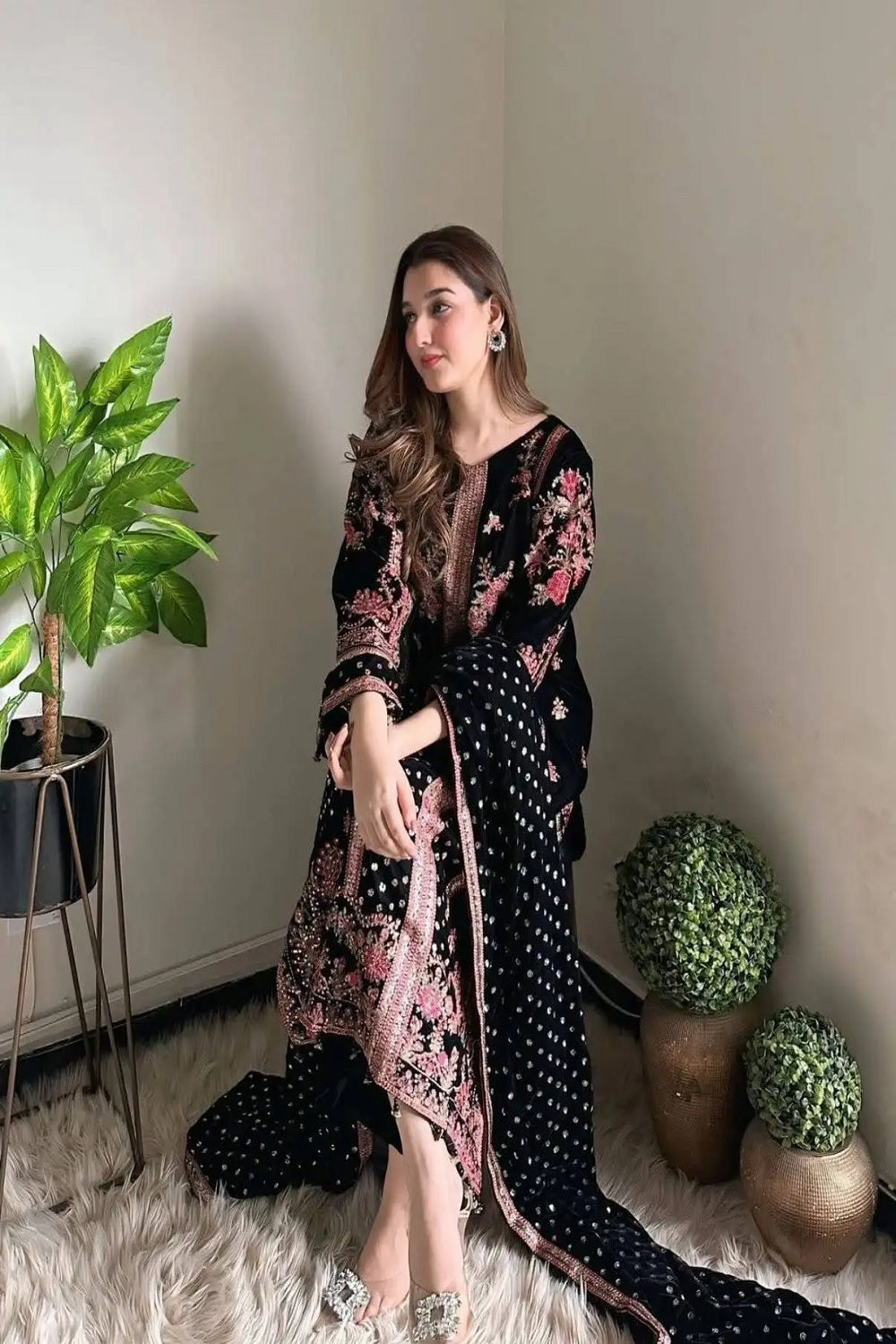 Aneelas Luxury Velvet Embroidered Formal - Oceans - TC-1448