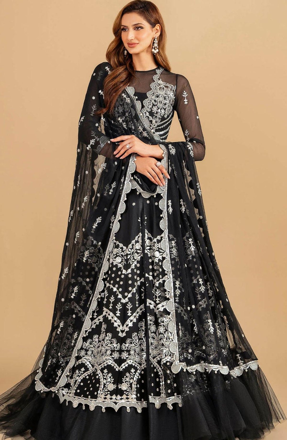 Barasti By Asifa & Nabeel Embroidered Chiffon Suits Unstitched 3 Piece AN23BT ANB-08 Basanti - Festive Collection