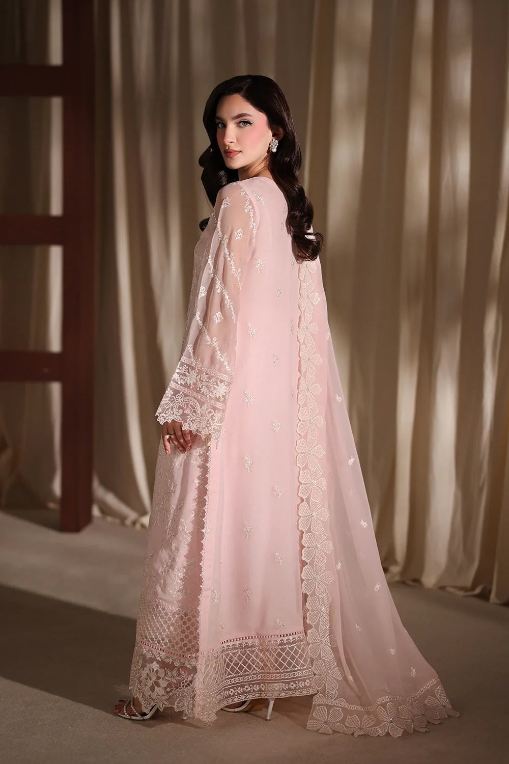 Azure Twirling Tulip LUXE Luxury Embroidered Chiffon Edit'26 - TC-1658