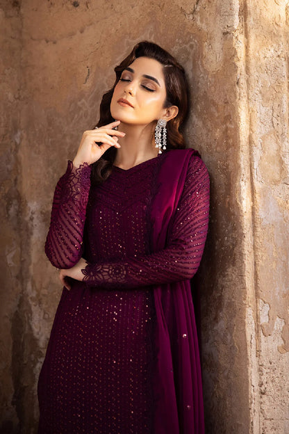 Azure Garnet Majesty Luxury Embroidered Chiffon Edit'25 - TC-1535