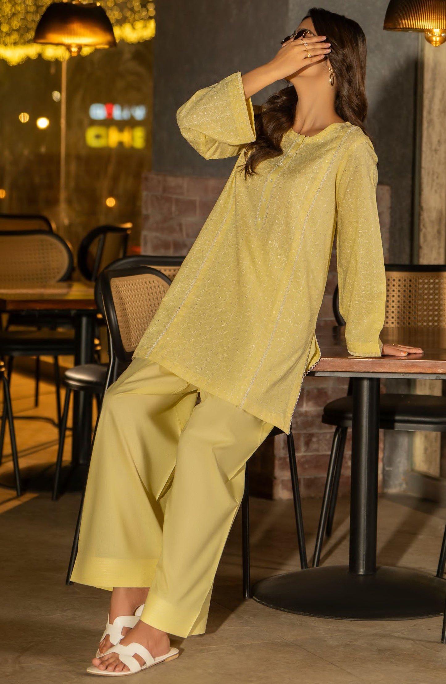 Casual Lite Embroidered Cotton Lawn Stitched 2 Piece Suit - Outfit-07 - CL25T70 - Yellow - Summer Collection