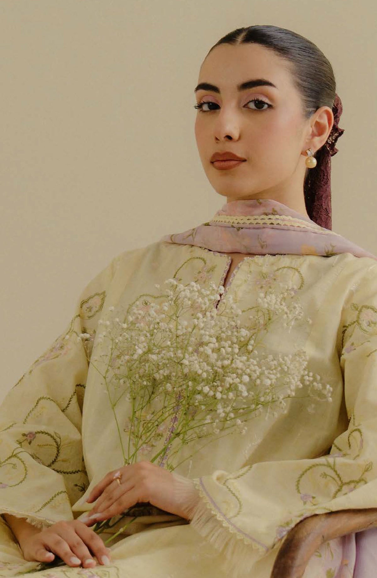 Coco by Zara Shahjahan Embroidered Jacquard Unstitched 3 Piece Suit - D-01-A Elva - ZS25CLD2 - Yellow - Summer Collection
