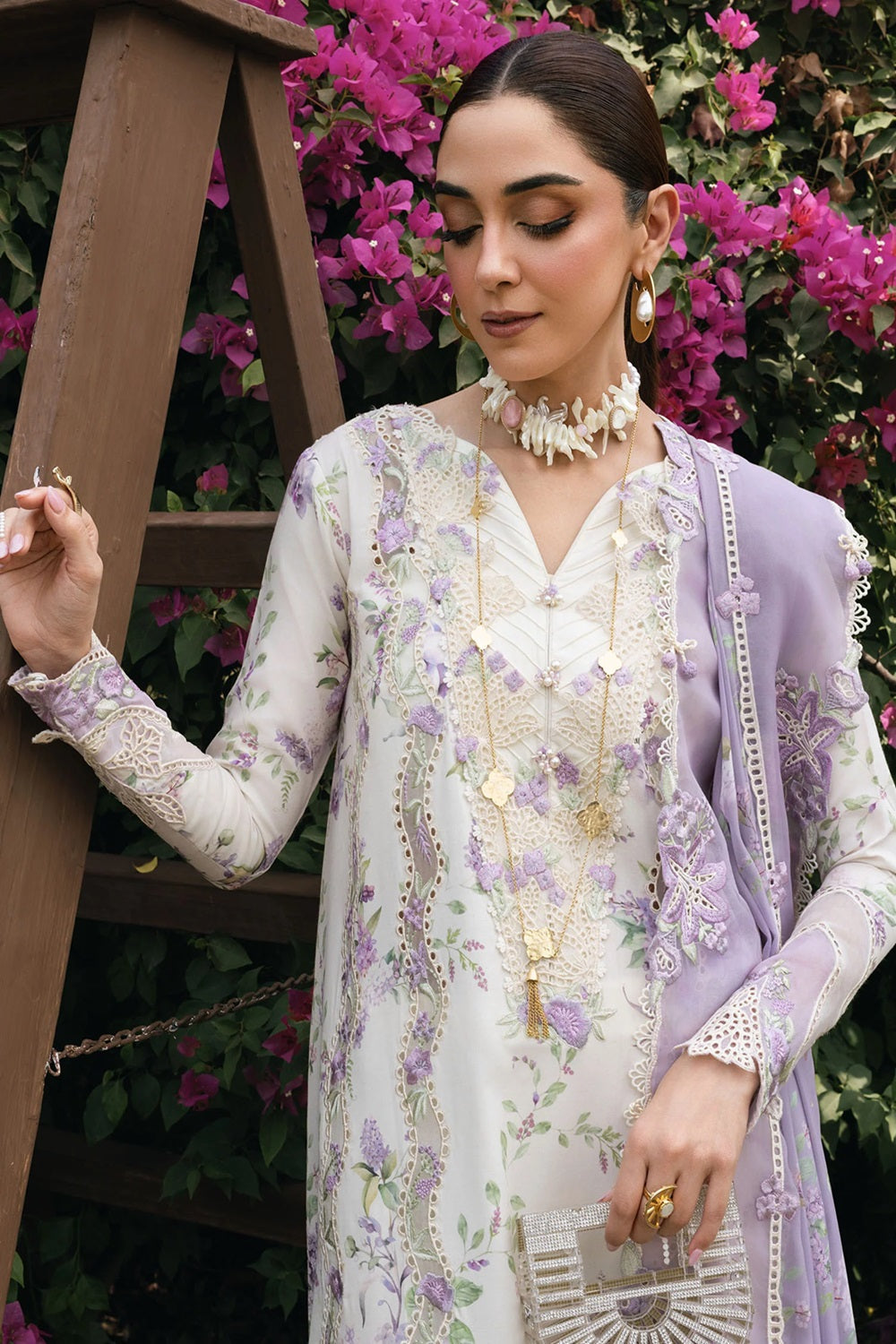 Crimson Luxury Lawn Edit'26 LAVENDER FALL - D5B - TC-1604