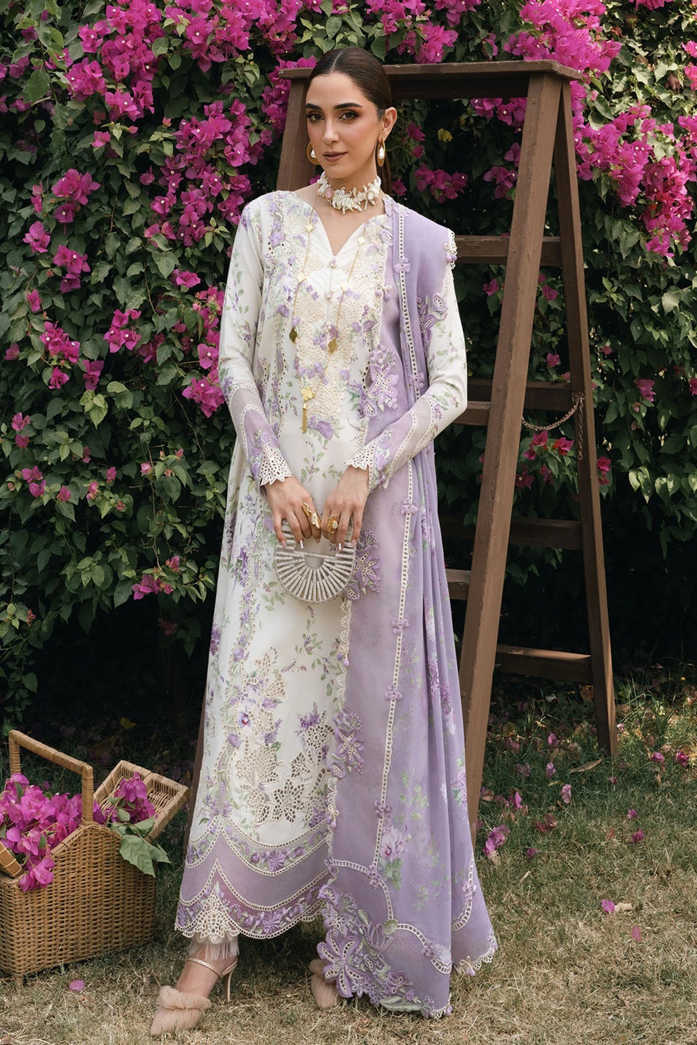Crimson Luxury Lawn Edit'26 LAVENDER FALL - D5B - TC-1604