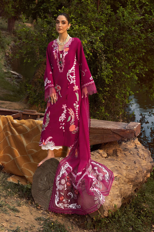 Crimson MIRROR GARDEN - D3A Luxury Embroidered Lawn Edit'26 - TC-1627
