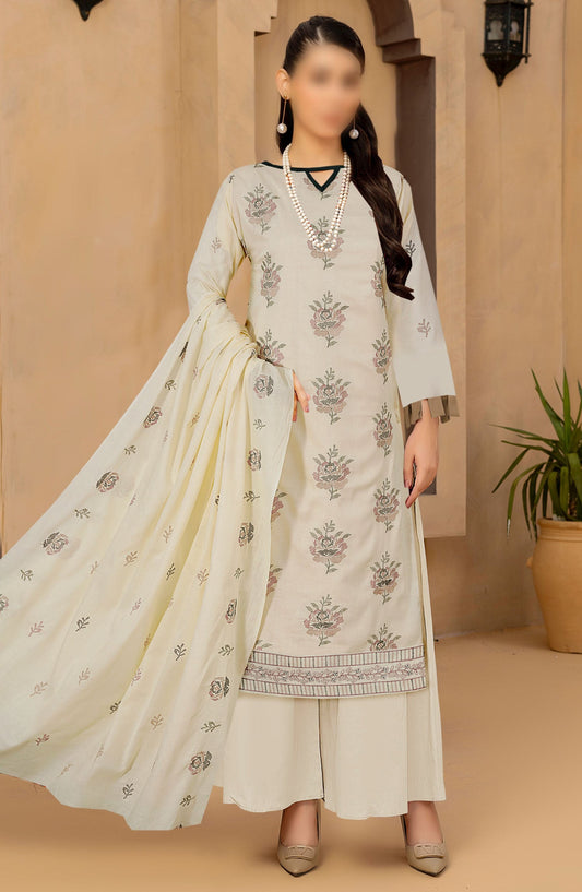 Zarqa by Embroidered Lawn Unstitched 3 Piece Suit - D-02 - ALK25ZV1 - Off White - Summer Collection