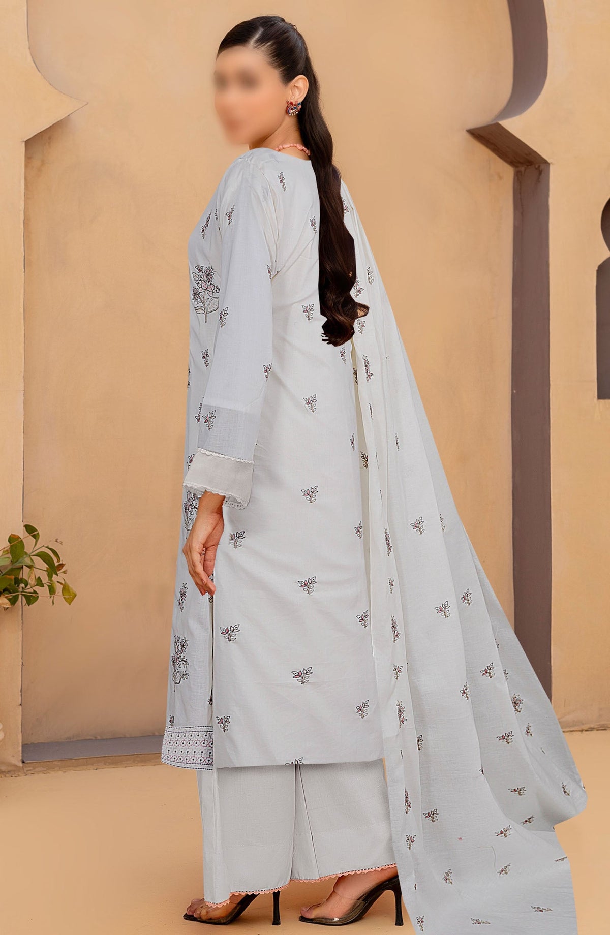 Zarqa by Embroidered Lawn Unstitched 3 Piece Suit - D-04 - ALK25ZV1 - White - Summer Collection