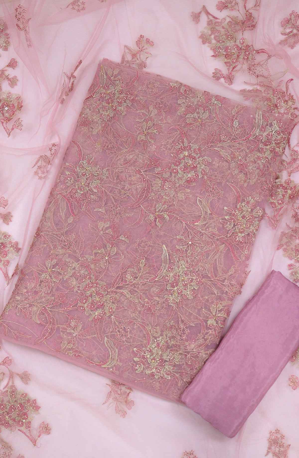 Nura by Amna Khadija Embroidered Net Unstitched 3 Piece Suit - D-05 - AM25NFC - Pink - Summer Collection