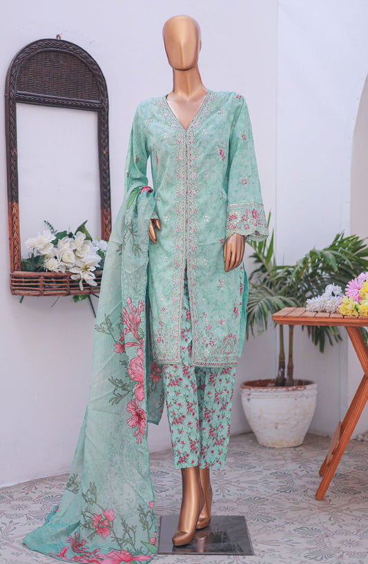 Bin Saeed Self Stripe Stitched 3 Piece Suit - D-10 - BS25EKCR - Blue - Summer Collection