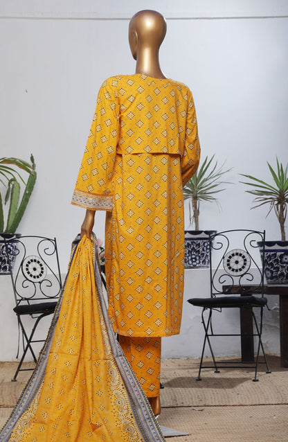 Bin Saeed Embroidered Lawn Stitched 3 Piece Suit - D-13 - BS25BEEC - Yellow - Eid Collection