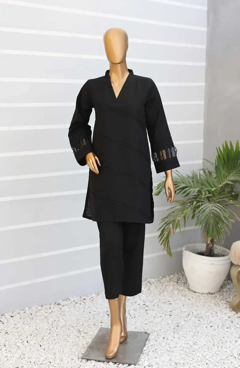 Daily Essential Luxury Khaddar 2PCs Collection-D 03 BLACK