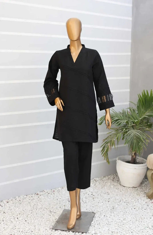 Daily Essential Luxury Khaddar 2PCs Collection-D 03 BLACK