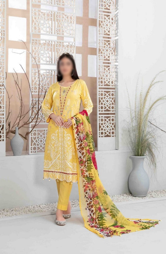 D 9305 ZUHA Embroidered Digital Printed Lawn Shirt - Digital Printed Chiffon Dupatta Collection 2023