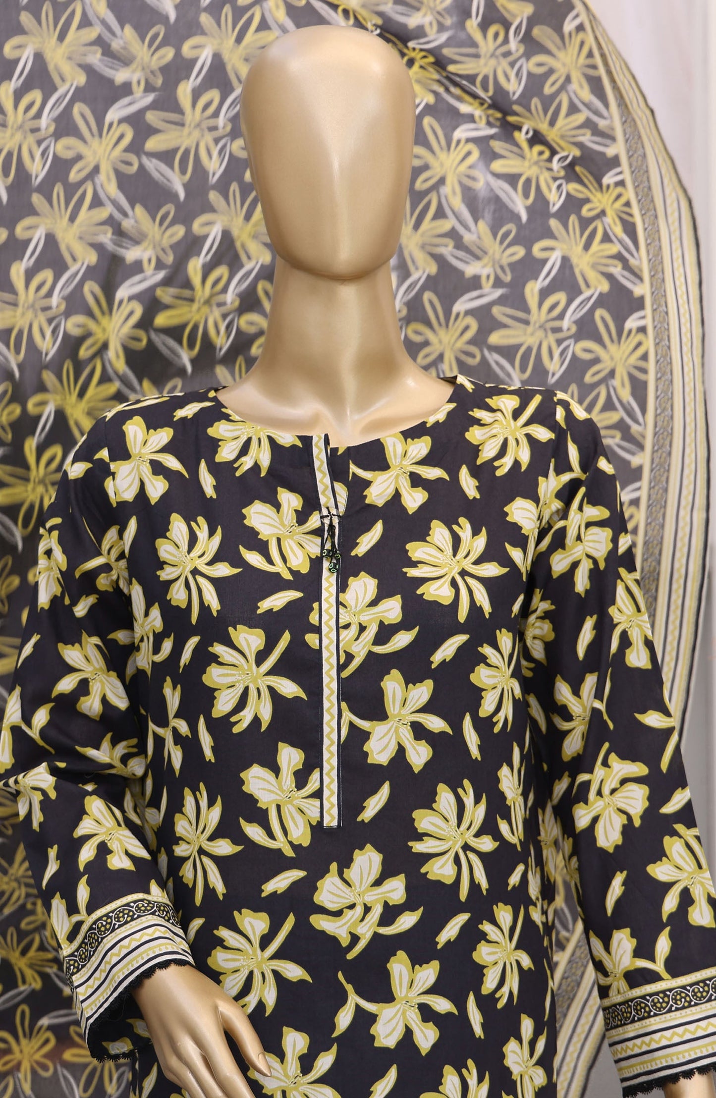 HZ Textile Embroidered Lawn Unstitched 3 Piece Suit - PDW-102B - HZ25UPDW - Black - Summer Collection