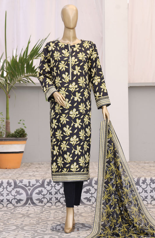 HZ Textile Embroidered Lawn Unstitched 3 Piece Suit - PDW-102B - HZ25UPDW - Black - Summer Collection