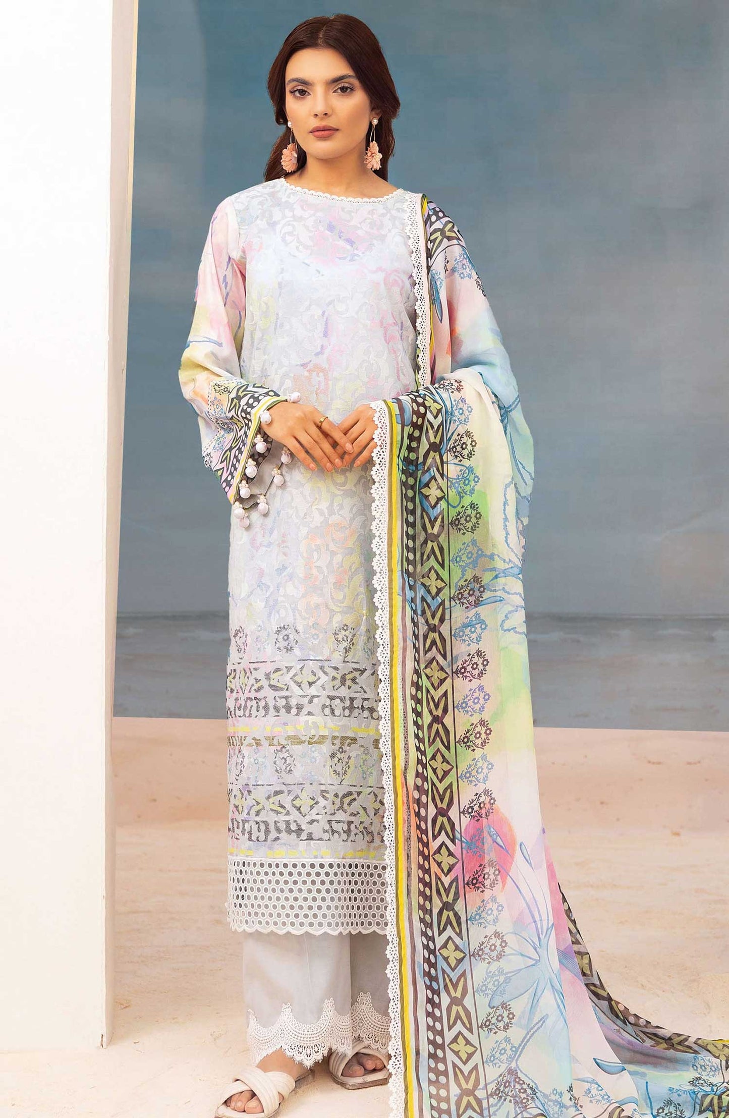 Mahees Rang e Bahar by Riaz Arts Chikankari Lawn Unstitched 3 Piece - D-10 - RA25MCL - Summer Collection