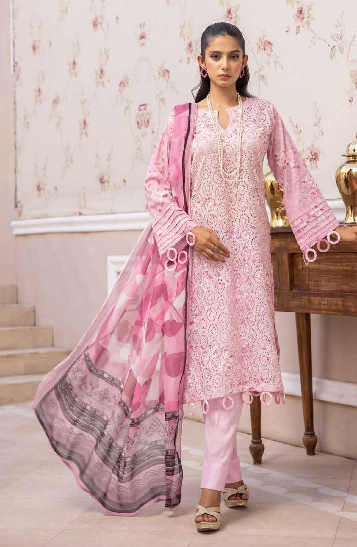Mahees Isha by Riaz Arts Chikankari Lawn Unstitched 3 Piece - D-01 - RA25MI - Purple - Summer Collection