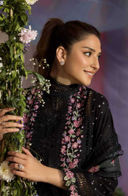 Sobia Nazir Embroidered Unstitched 3 Piece Suit - D-04 B - SBN25LL - Black - Summer Collection