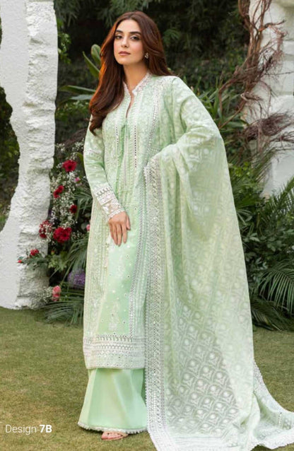 Sobia Nazir Embroidered Unstitched 3 Piece Suit - D-07 B - SBN25LL - Green - Summer Collection