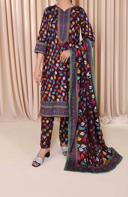 Printed Cotton Lawn Unstitched 3 Piece Suit - DL 201 - ALK25DCL - Black - Summer Collection