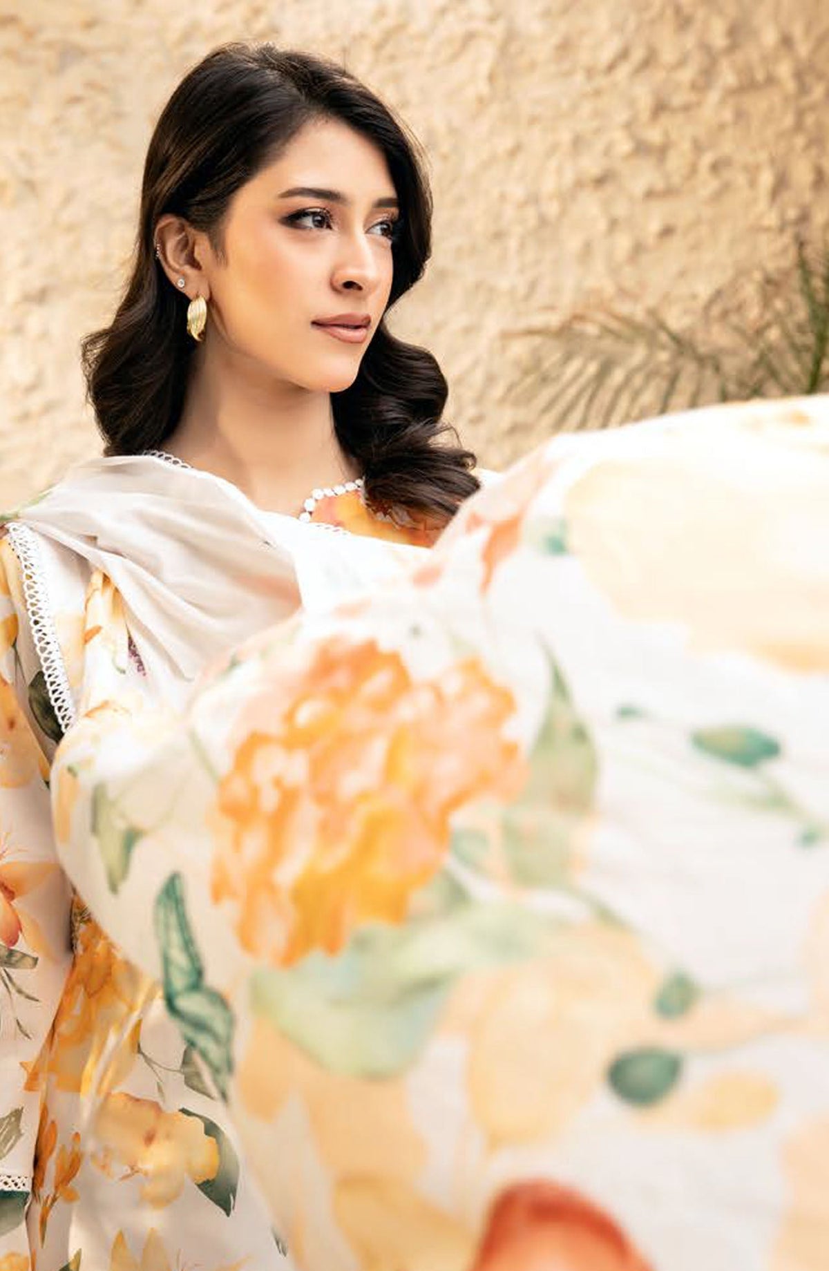 Elaheh by Mbasic Printed Lawn Unstitched 3 Piece Suit - MB-ELHV1-08 - MB25ECL - White - Casual Collection