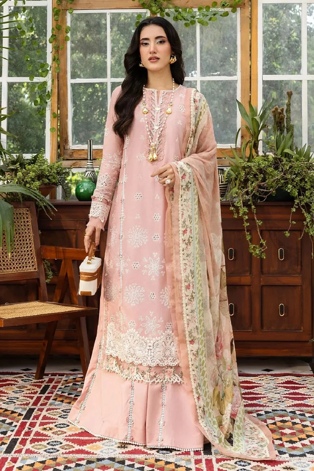 Elaf Premium - E.Craft Embroidered Chikankari Lawn - EEC-1A FOREVER BLUSH - TC-1617
