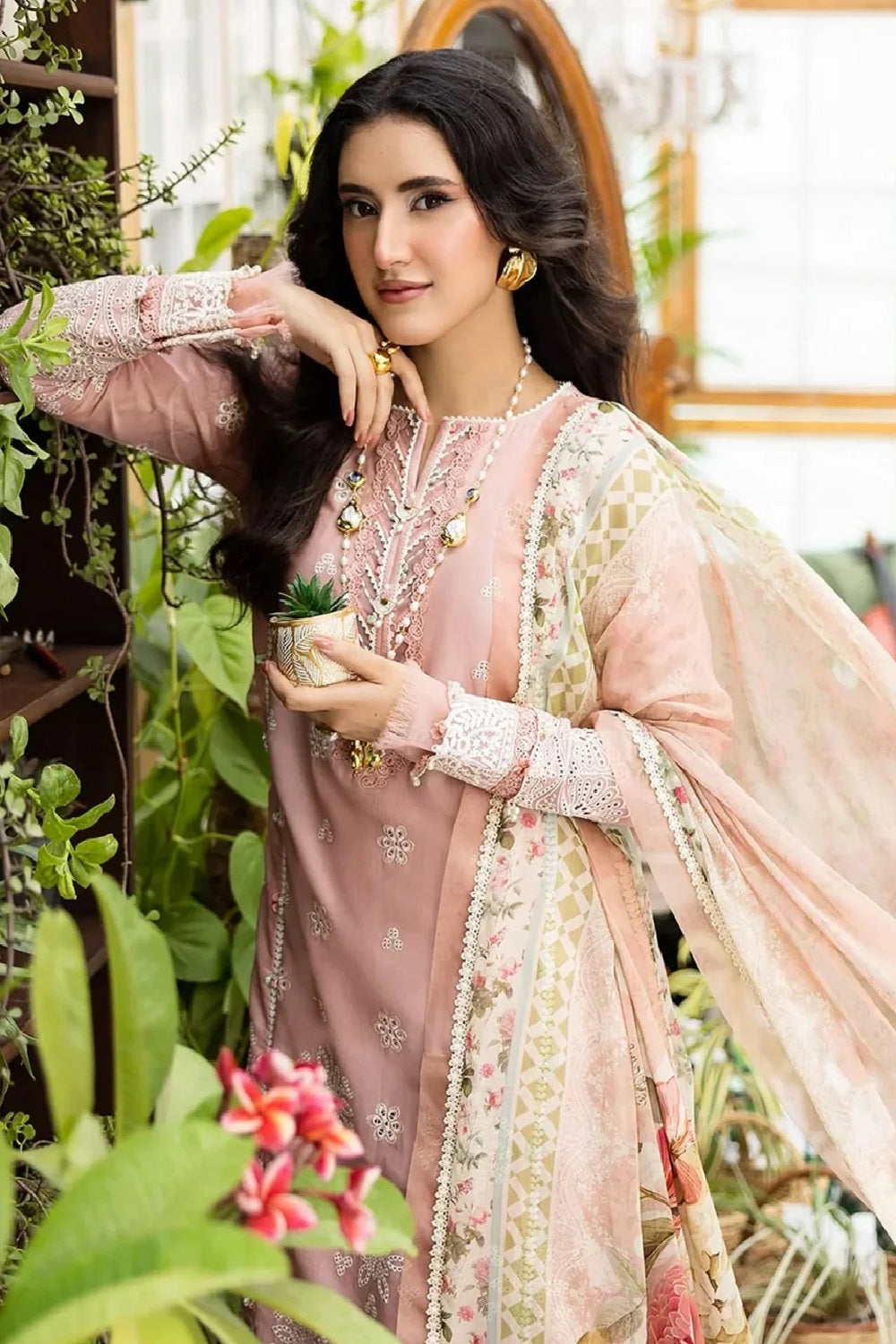 Elaf Premium - E.Craft Embroidered Chikankari Lawn - EEC-1A FOREVER BLUSH - TC-1617