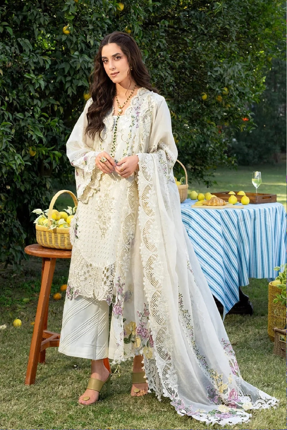 Elaf Premium - Embroidered Chikankari Lawn'26 - ELY-3A PERLE - TC-1629