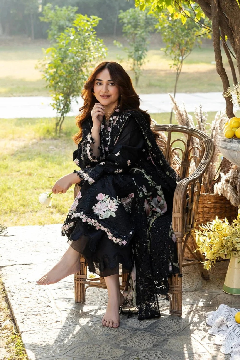 Elaf Premium - Embroidered Chikankari Lawn'26 - ELY-2B MIDNIGHT BLOSSOM - TC-1743