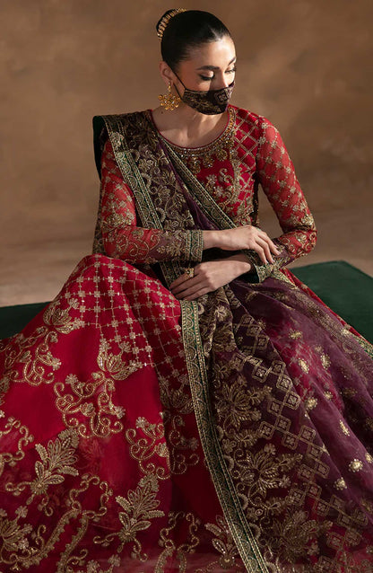 Laconic by Flossie Embroidered Organza Unstitched 3 Piece - FE - 909 - FL25L - Magenta - Festive Collection