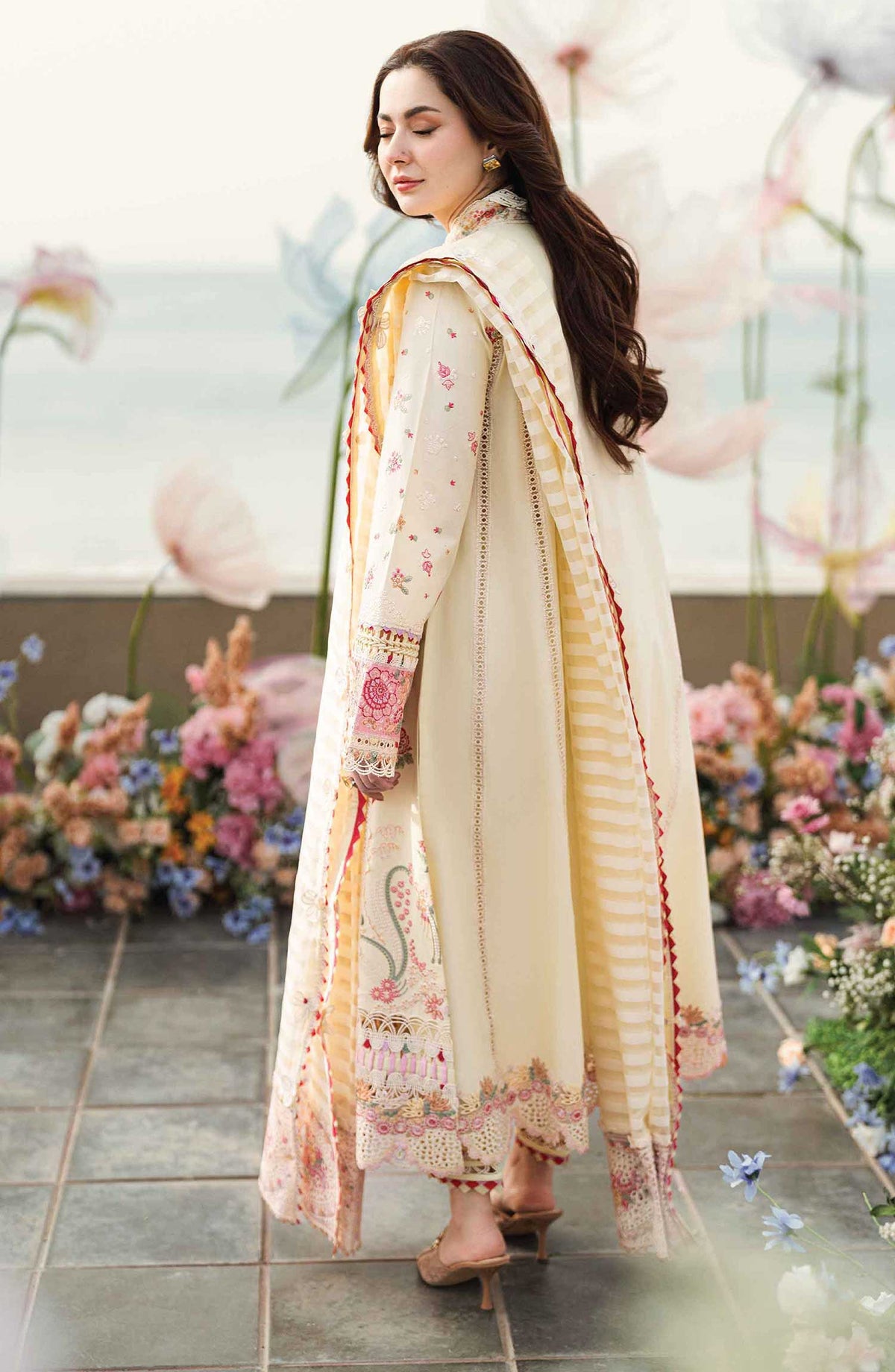 Sahil by Qalamkar Chikankari Lawn Unstitched 3 Piece - FK 14 Scarlett - Q25S - Summer Collection